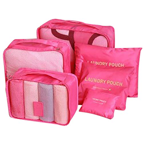 WEUIE 6Pcs Waterproof Travel Storage Bags Clothes Packing Cube Carry On Luggage Organizer Pouch Multi-Functional Clothing Sorting Packages