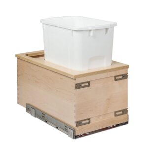 Century Components CASBM11PF Kitchen Pull Out Waste Bin Container - 34 Qt White Single - Blum Soft-Close 170 lb. MOVENTO 769 Slides, 11-7/8"