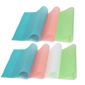 Refrigerator Mats Shelf Liner Clear Remi Washable Fridge Liners Waterproof pad mat Drawer Table Dish Fresh 7 Pack 2Red/2Green/2Blue/1Clear 17 3/4 x 11 1/16 IN / 45*30*0.1cm