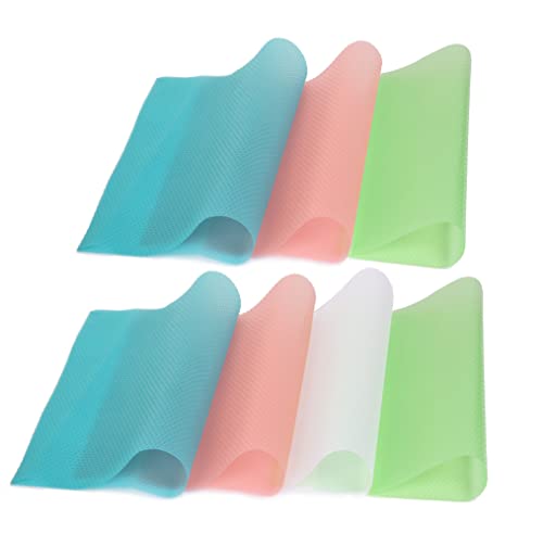 Refrigerator Mats Shelf Liner Clear Remi Washable Fridge Liners Waterproof pad mat Drawer Table Dish Fresh 7 Pack 2Red/2Green/2Blue/1Clear 17 3/4 x 11 1/16 IN / 45*30*0.1cm