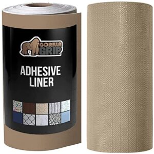 gorilla grip stick adhesive removable liner and smooth drawer liner, adhesive liner size 11.8x20, contact liner for book covers, smooth liner size 17.5x20, non adhesive, both in beige, 2 item bundle