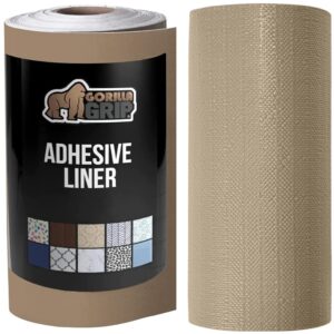 gorilla grip stick adhesive removable liner and smooth drawer liner, adhesive liner size 11.8x10, contact liner for book covers, smooth liner size 17.5x20, non adhesive, both in beige, 2 item bundle
