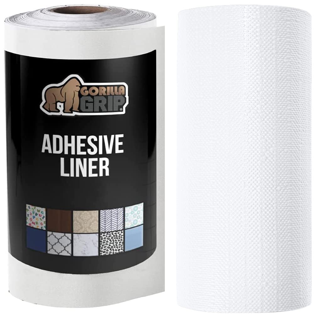 Gorilla Grip Stick Adhesive Removable Liner and Smooth Drawer Liner, Adhesive Liner Size 17.5x10 in White, Contact Liner Book Covers, Smooth Liner Size 17.5x20 in White, Non Adhesive, 2 Item Bundle