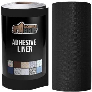 Gorilla Grip Stick Adhesive Removable Liner and Smooth Drawer Liner, Adhesive Liner Size 17.5x10, Contact Liner for Book Covers, Smooth Liner Size 17.5x20, Non Adhesive, Both in Black, 2 Item Bundle