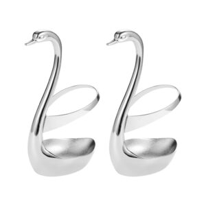 imikeya 2pcs swan and fork storage fork spoon stand spoon rest utensil decorative swan base holder metal decor fork storage holder fork and spoon holder vintage zinc alloy
