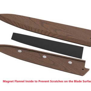 Aibote Handmade Natural Black Walnut Wood Bread Knife Sheath 9 inch,Magnetic Knives Case Holder Protector Wooden Cover