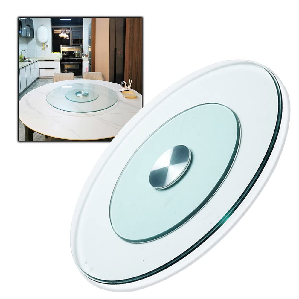 20" Large Rotating Tray Lazy Susan Serving Plate, 24" Table Tempered Glass Round Turntable Swivel Tray, 28" Rotatable Tabletop Organizer Display Plate for Kitchen Dining, Parties, Wedding