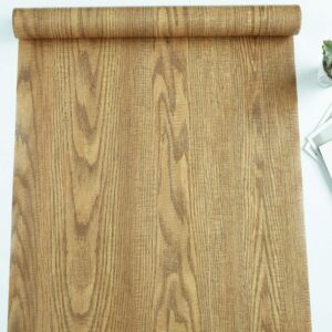 faux oak wood grain contact paper wallpaper self adhesive vinyl film for kitchen cabinets shelves drawer cupboard counter top table desk furniture door wall decal sticker (24"x117")