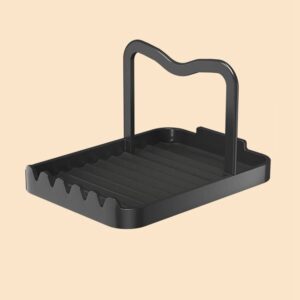 bybycd spoon rest kitchen stove holder heat resistant aluminum space saving storage organizer utensil rack(black)