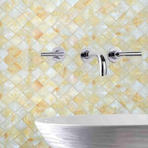 GLOW4U Waterproof Gloss Marble Tile Contact Paper Self Adhesive Vinyl Granite Shelf Liner for Kitchen Countertops Backsplash (15.7x117 Inches)