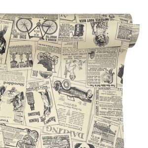 yifely old fashion newspaper furniture protective paper roll peel stick shelf drawer liner locker sticker 17.7 inch by 13 ft
