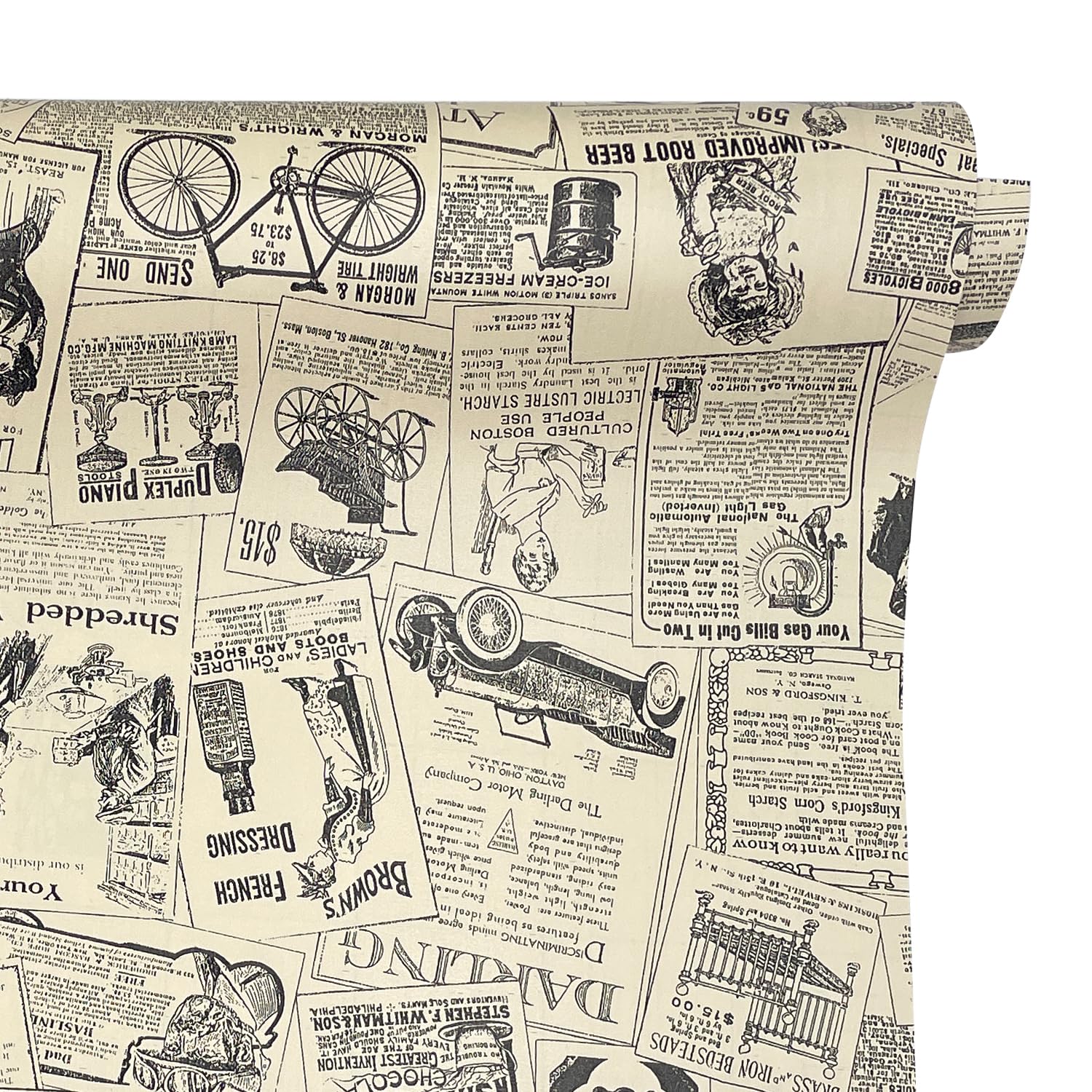 Yifely Old Fashion Newspaper Furniture Protective Paper Roll Peel Stick Shelf Drawer Liner Locker Sticker 17.7 Inch by 13 Ft