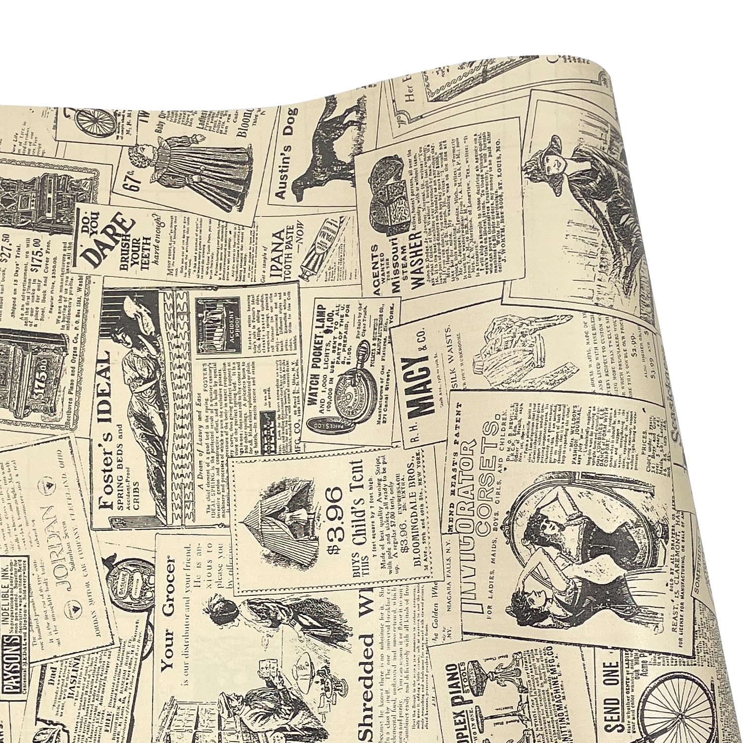 Yifely Old Fashion Newspaper Furniture Protective Paper Roll Peel Stick Shelf Drawer Liner Locker Sticker 17.7 Inch by 13 Ft