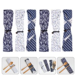 Hemoton 6Pcs Straw Carrying Case Travel Tableware Carrying Bag Storage Case Japanese- Style Cutlery Bag Travel Pouch for Straws Knife Fork Spoon Chopsticks