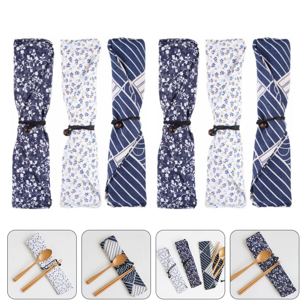 Hemoton 6Pcs Straw Carrying Case Travel Tableware Carrying Bag Storage Case Japanese- Style Cutlery Bag Travel Pouch for Straws Knife Fork Spoon Chopsticks