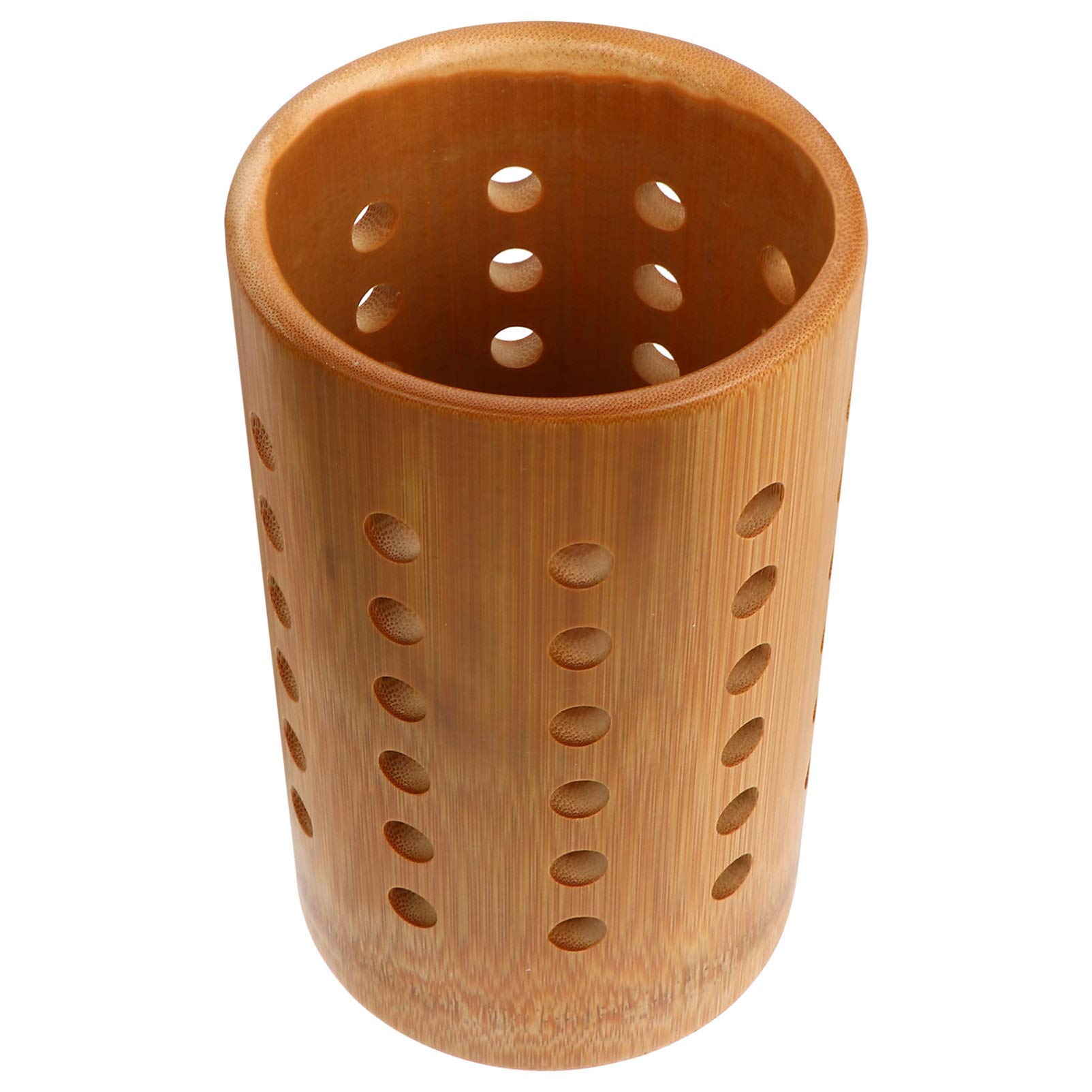 Hemoton Cooking Utensil Holder KItchen Utensil Holder Caddy Bamboo Kitchen Tool Holder Chopsticks Storage Barrel Spoon Fork Holder Cutlery Tableware Storage Container Organizer Wood Utensil Holder