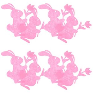 aboofan 8pcs easter bunny utensil cutlery holder pouch bags rabbit silverware sleeve fork spoon pocket easter table decoration for holiday spring easter party favor pink