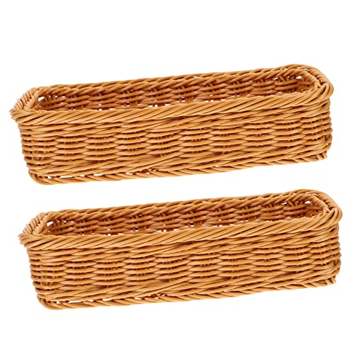 UPKOCH Desk Topper 4 pcs Jars Rattan Desk Kitchen Rural Chopsticks Organizer for Square Pantry Utensil Bag Style Fork Desktop S Jar Snack Cabinets Household Rustic Shelves Woven Baskets