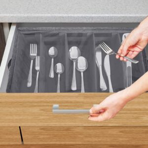 VERONLY Flatware Storage case with Adjustable Dividers, Utensil Silverware Organizer Box chest, Cutlery Storage Holder with Pvc Lid and Handles, Dinnerware Storage Containers for Organizing Cutlery, F