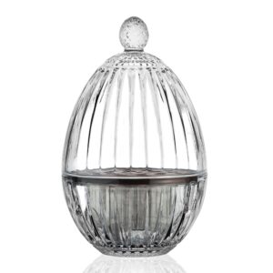 kanars cutlery organizer - egg shaped silverware caddy with walnut compartment for party formal dinner - crystal kitchen utensils caddy holder for flatware, knives and spoons
