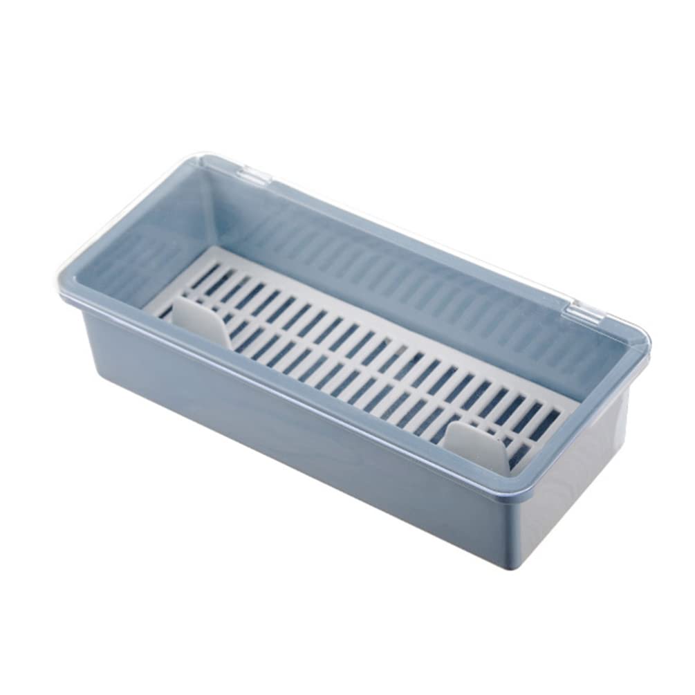 Cabilock Tool Organizer Box Chopstick Draining Box Chopstick Holder Kitchen Cutlery Storage Case Flatware Tray with Lid Utensil Storage Container Kitchen ( Blue ) Metal Chop Sticks