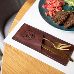 Custom Personalized Leather Cutlery Organizer-Utensil Holder, Utensil Organizer, Silverware Holder, Cutlery Holder, Spoon and Fork Holder, Silverware Sleeves, Flatware Holder, Cutlery Wrappers