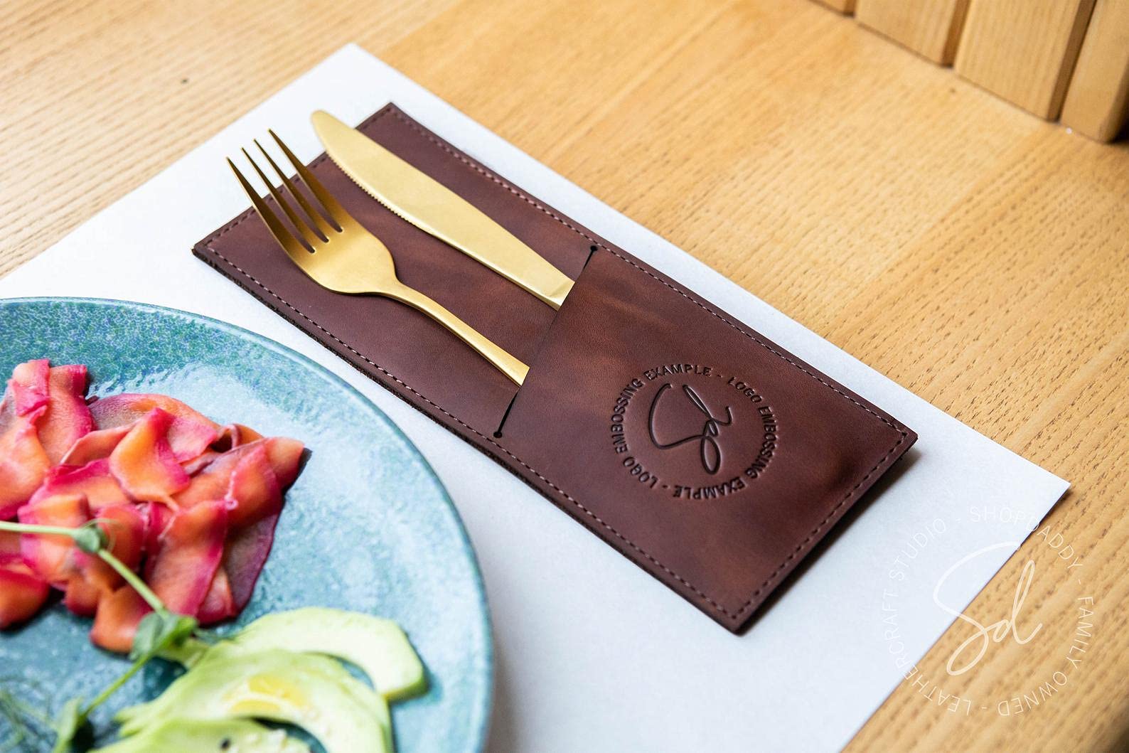 Custom Personalized Leather Cutlery Organizer-Utensil Holder, Utensil Organizer, Silverware Holder, Cutlery Holder, Spoon and Fork Holder, Silverware Sleeves, Flatware Holder, Cutlery Wrappers