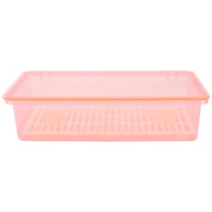 doitool flatware tray with lid and drainer, tableware utensil and cutlery drawer organizer with lid covered silverware tray to keeps your cutlery organized and protected (pink)