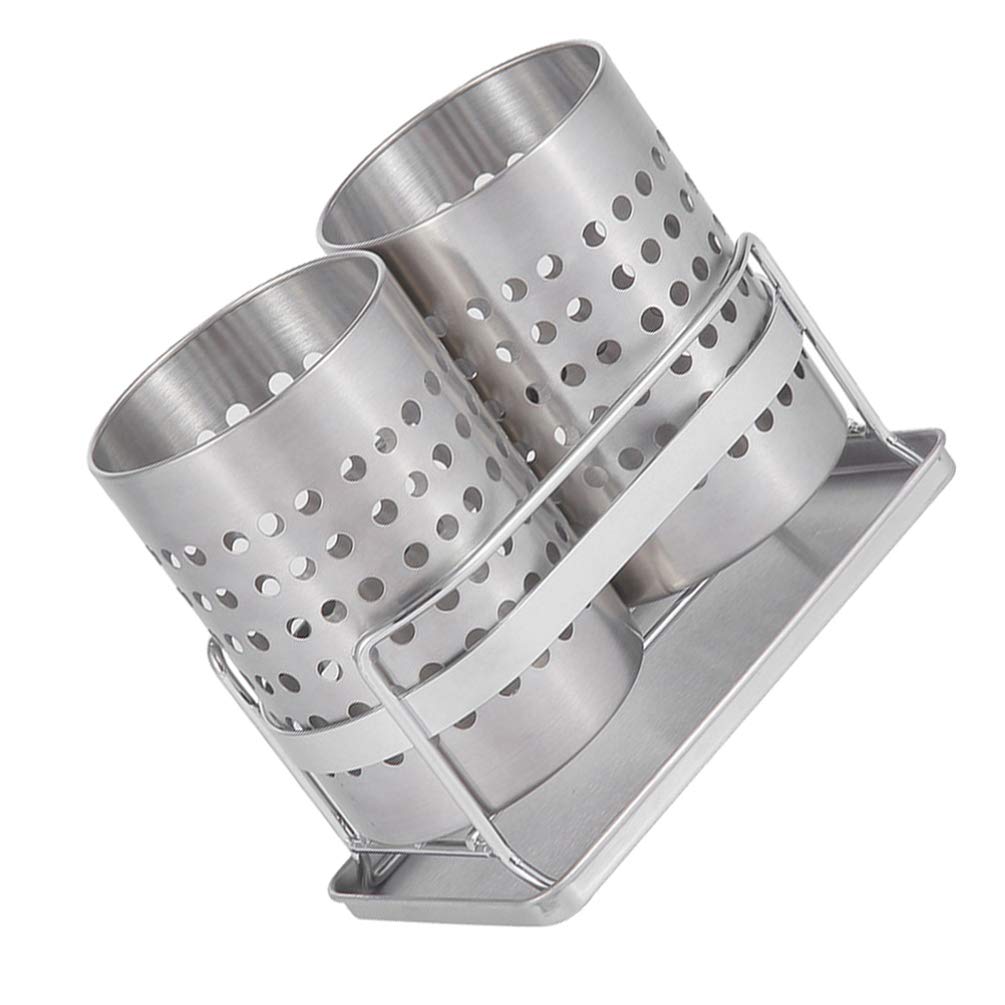 Cabilock Stainless Steel Utensil Caddy Cutlery Storage Holder Countertop Silverware Holder Cooking Utensil Organizers for Home Restaurant Kitchen