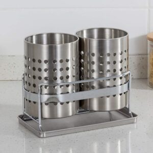 Cabilock Stainless Steel Utensil Caddy Cutlery Storage Holder Countertop Silverware Holder Cooking Utensil Organizers for Home Restaurant Kitchen