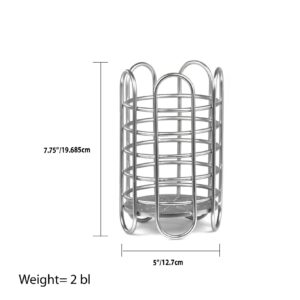 Home Basics Simplicity Collection Steel Free-Standing Utensil and Cutlery Holder with Quick Draining Holes, Satin Nickel