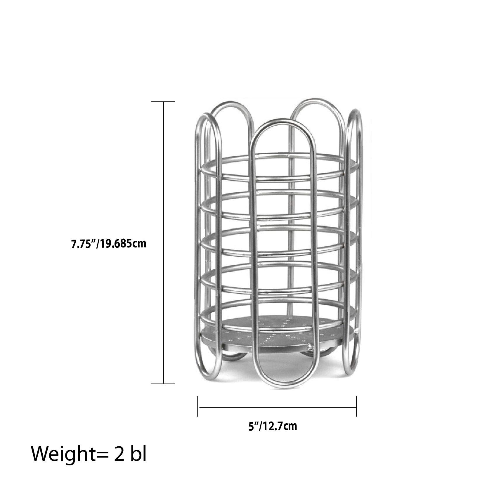 Home Basics Simplicity Collection Steel Free-Standing Utensil and Cutlery Holder with Quick Draining Holes, Satin Nickel