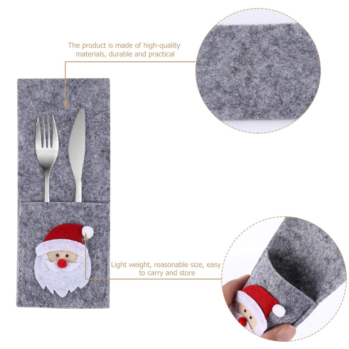 GALPADA 4Pcs Christmas Silverware Holder Pocket Tableware Cutlery Organizers Felt Xmas Santa Claus Fork Spoon Flatware Bags Christmas Dinner Table Decor