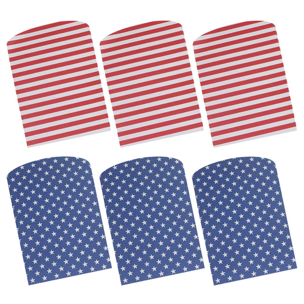 48pcs American Flag Candy Bags Disposable Party Flatware Organizers Americana Decor Paper Cutlery Pouches Fork Dinner Table Decor Cutlery Pocket Utensils Dining Table Travel