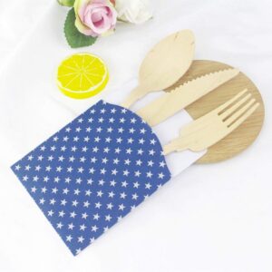 48pcs American Flag Candy Bags Disposable Party Flatware Organizers Americana Decor Paper Cutlery Pouches Fork Dinner Table Decor Cutlery Pocket Utensils Dining Table Travel