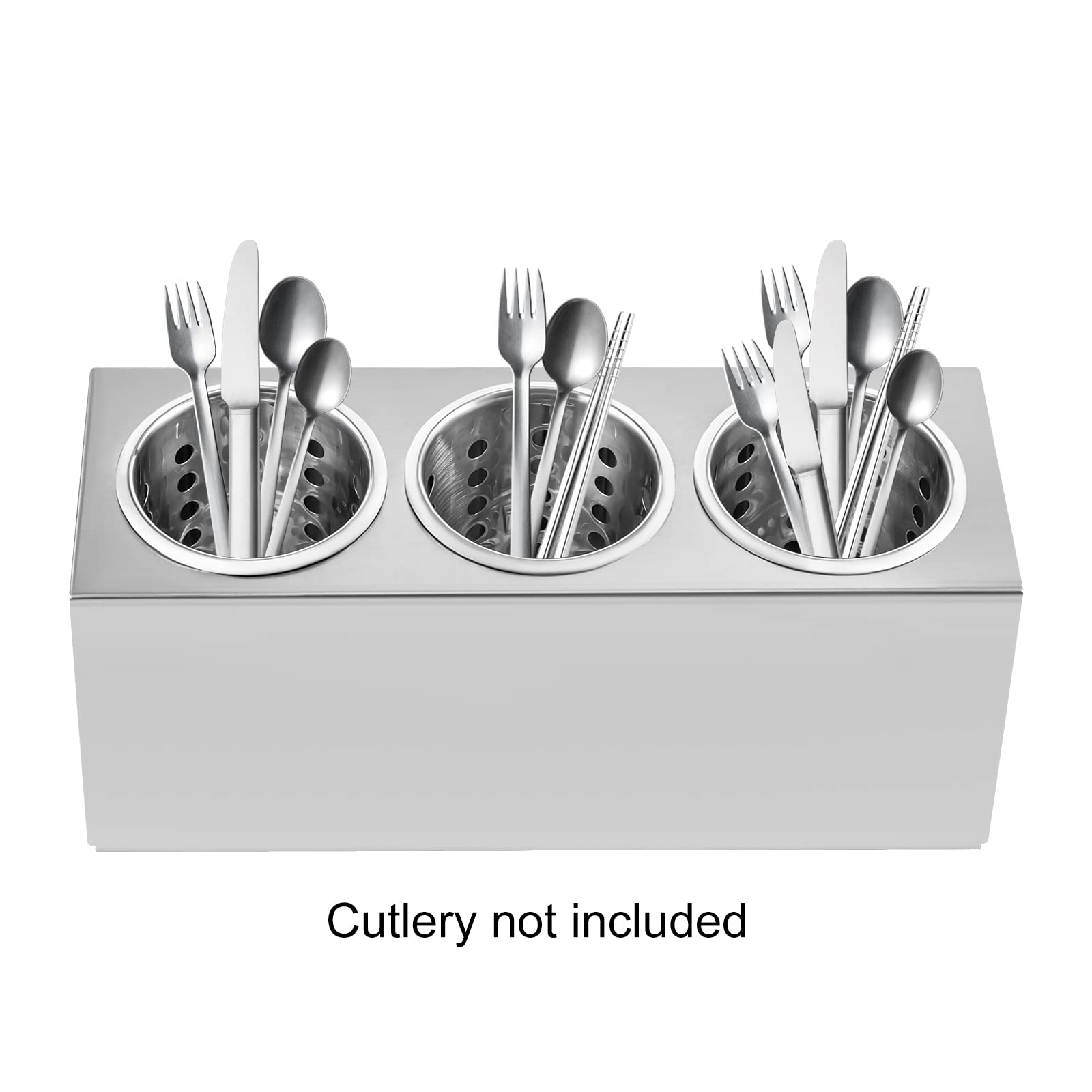 Leblett 3 Hole Cylinder Flatware Organizer,Stainless Steel Knife Fork Soon Flatware Storage Holder,Cutlery Utensils Drainer Holder