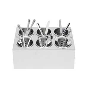 LOYALHEARTDY 6 / 8 Holes Stainless Steel Flatware Utensil Holder Silverware Utensil Holder Commercial Cookware Organizer Storage for Restaurant Kitchen Catering (6 Holes)