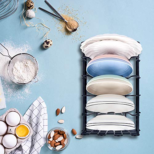 GeekDigg Expandable Food Container Lid Organizer for Plastic Lids for Cabinet, with 6 Adjustable Dividers, for Pantry Shelves, Cupboards, Cabinets, Drawers, Black