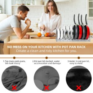 Expandable Pot and Pan Organizers Rack, 10+ Pans and Pots Lid Organizer Rack Holder Fit for Kitchen Cabinet Bakeware Organizer Rack Holder with 10 Adjustable Compartments