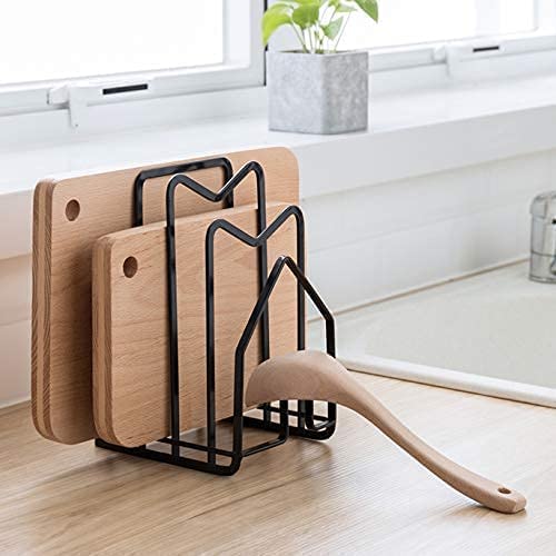 YURINJEE Carbon Steel Cutting Board Rack, Black, 5.7"Lx4.92"Wx8.46"H, Rust Resistant