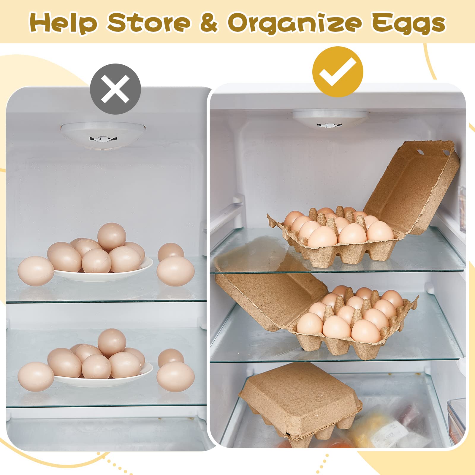 100 Pieces Paper Pulp Egg Cartons 3x4 Style Vintage Blank Egg Cartons for Chicken Eggs Reusable Egg Containers Egg Holder Countertop for Fresh Duck Quail Eggs Storage Kitchen Family Farmhouse