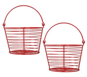 concord 8" egg basket for storage collecting and transporting chicken and duck eggs. farm grade wire baskets. 2 pack (red)