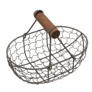 doitool wire egg basket with wood handle country vintage style egg gathering basket wire fruit storage basket vegetables container for carrying and collecting chicken eggs