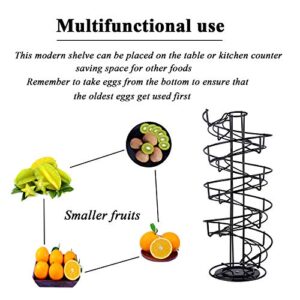 4-Layer Egg Holder Display Rack with Spiral Design, Large Capacity Up to 25 Eggs, 360 Degree Rotating Egg Storage Rack- Black