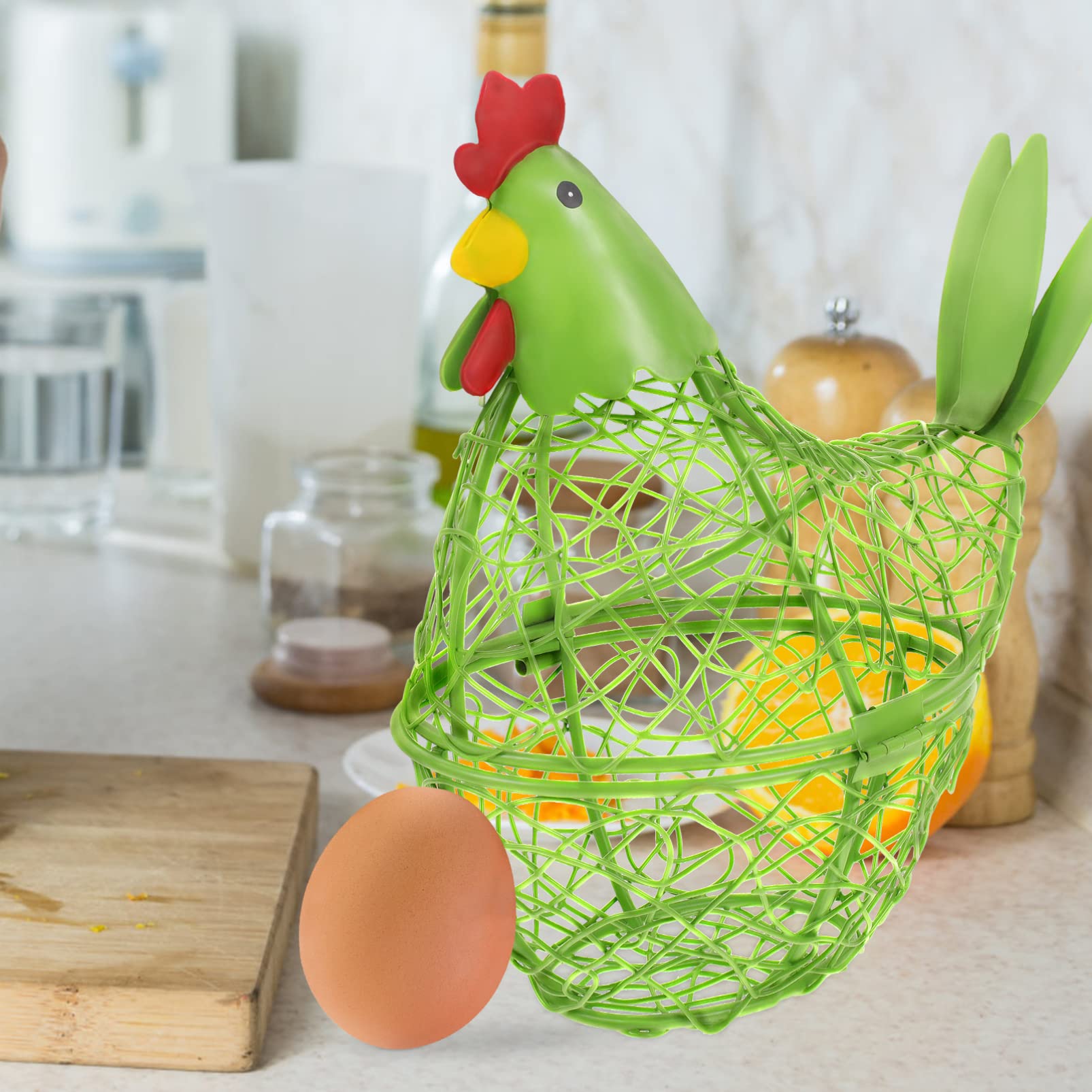 Amosfun Hen Egg Basket Farmhouse Eggs Baskets Metal Wire Egg Baskets Egg Basket Chicken Egg Wire Basket Egg Storage Basket Creative Egg Baskets Candy Bowl Iron Old Fashioned Dispenser