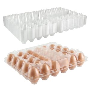 yayods 20 pack egg cartons cheap bulk, reusable plastic egg cartons for chicken eggs, holds up to 30 eggs, clear empty reusable egg carton for home ranch chicken farm, business market display