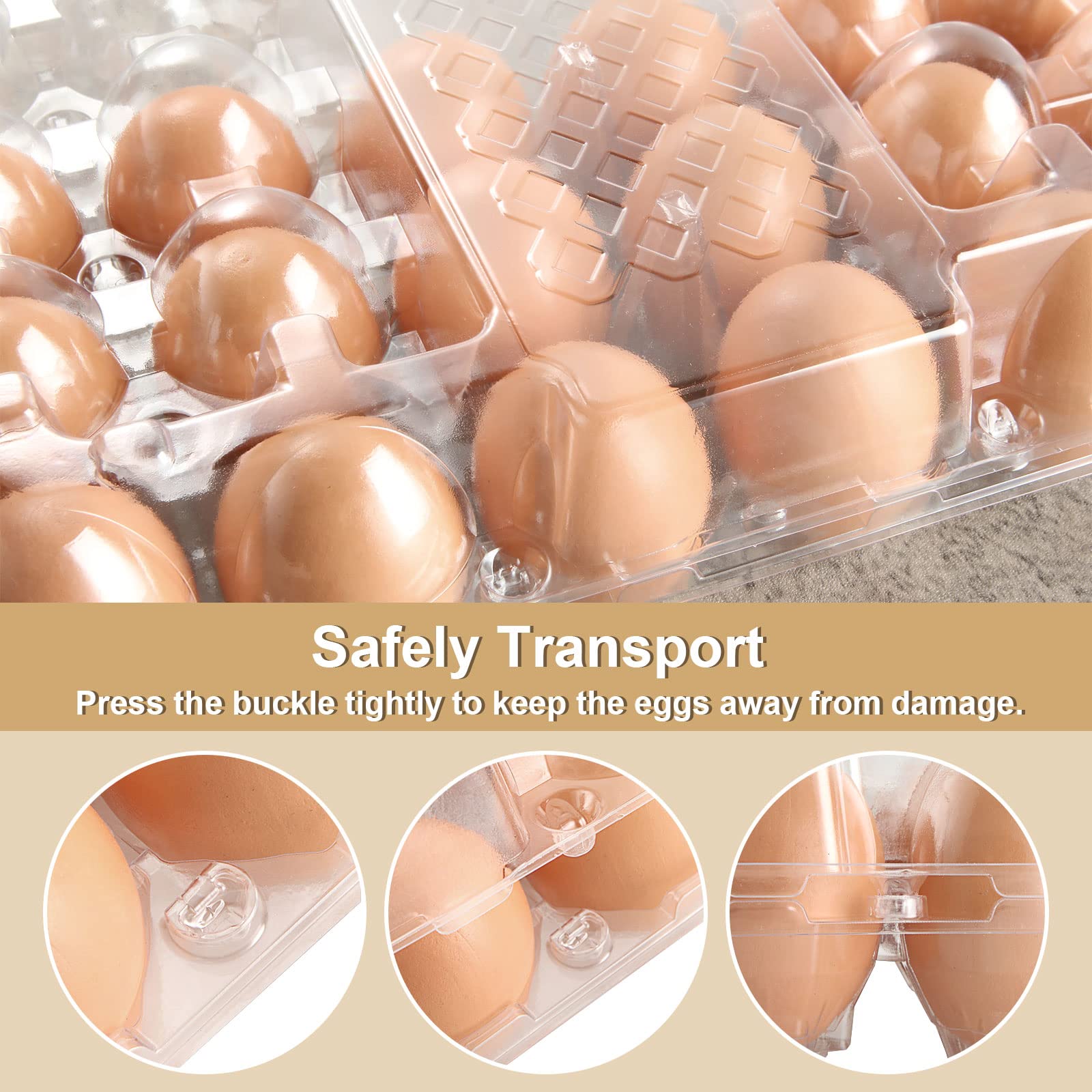 YAYODS 20 Pack Egg Cartons Cheap Bulk, Reusable Plastic Egg Cartons for Chicken Eggs, Holds up to 30 Eggs, Clear Empty Reusable Egg Carton for Home Ranch Chicken Farm, Business Market Display