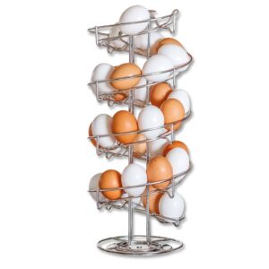 trademark innovations stainless steel silver non slip spiral egg display dispenser rack