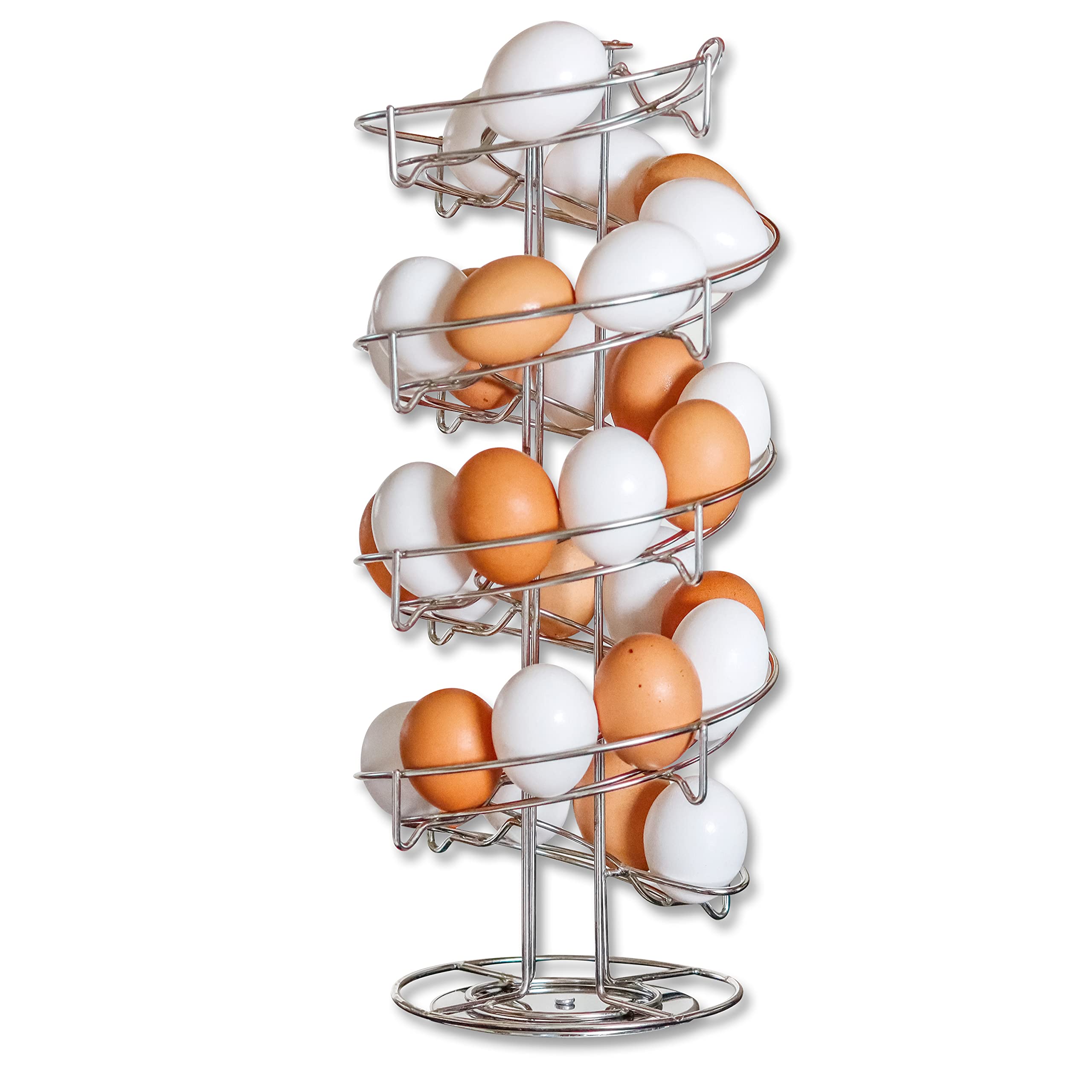 Trademark Innovations Stainless Steel Silver Non Slip Spiral Egg Display Dispenser Rack