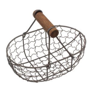 operitacx small metal wire egg basket fresh egg container organizer case countertop holder rust gathering basket country storage basket for easter fruit duck egg with handle (7x4.7 inch)